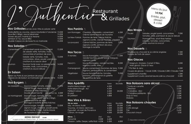 Restaurant L'authentic accepte les chiens à Montrichard